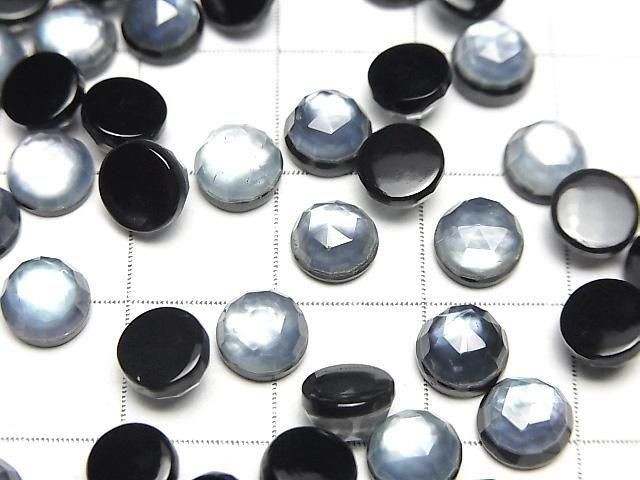 Onyx x Weiße Muschel x Kristall AAA- Rund Rosenschliff 6x6mm 5 Stück