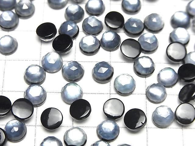 Onyx x Weiße Muschel x Kristall AAA- Rund Rosenschliff 6x6mm 5 Stück