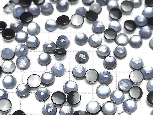 Onyx x Weiße Muschel x Kristall AAA- Rund Rosenschliff 6x6mm 5 Stück