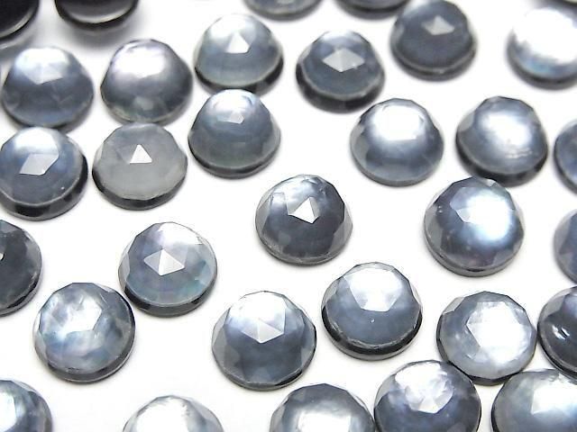 縞瑪瑙 x 白貝殼 x 3A級水晶 - 圓形玫瑰切割 8x8毫米 2顆