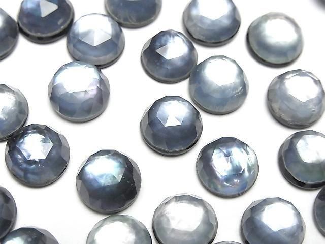 Onyx x Weiße Muschel x Kristall AAA- Runde Rosenschliff 10x10mm 2 Stück