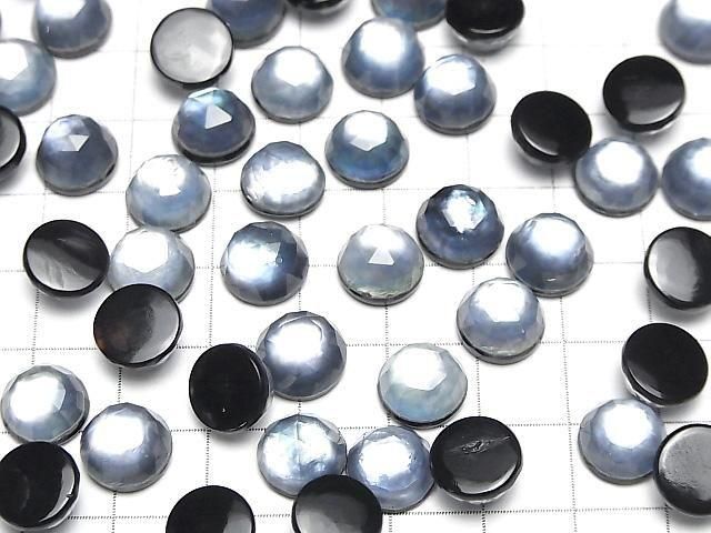Onyx x Weiße Muschel x Kristall AAA- Runde Rosenschliff 10x10mm 2 Stück