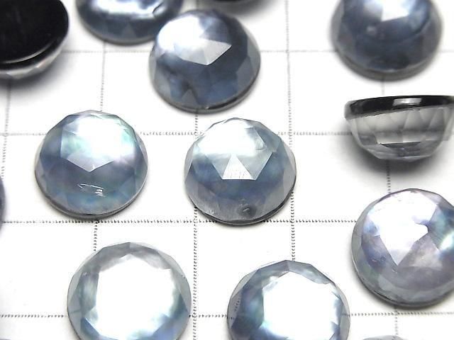 Onyx x Weiße Muschel x Kristall AAA- Runde Rosenschliff 12x12mm 2 Stück