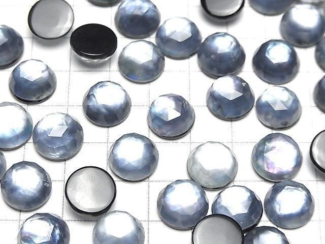 Onyx x Weiße Muschel x Kristall AAA- Runde Rosenschliff 12x12mm 2 Stück