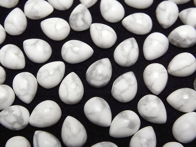 Howlit Magnesit Tropfenform Cabochon 8x6mm 5 Stück
