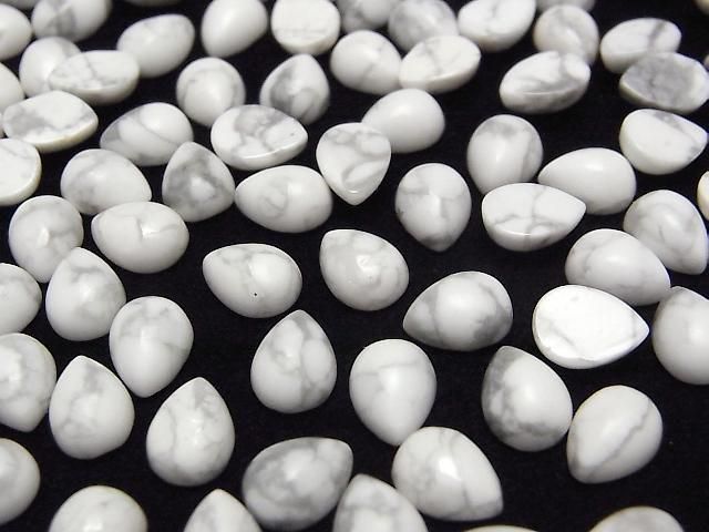Howlit Magnesit Tropfenform Cabochon 8x6mm 5 Stück