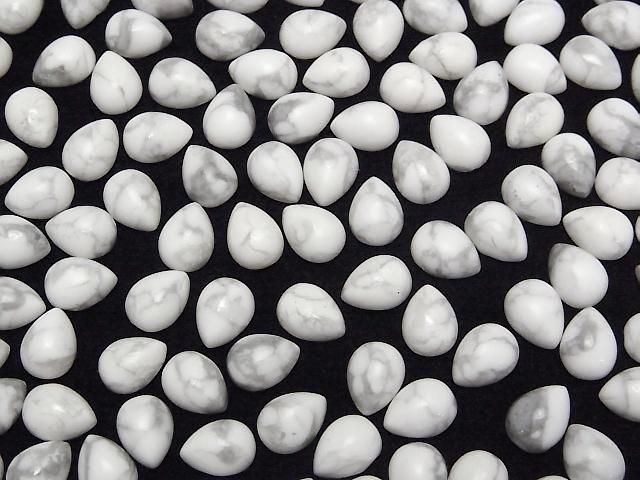 Howlit Magnesit Tropfenform Cabochon 8x6mm 5 Stück