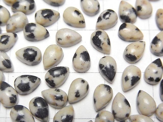 Dalmatiner-Jaspis Tropfenform Cabochon 6x4mm 5 Stück