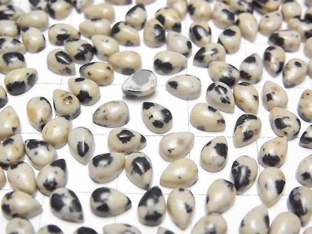 Dalmatiner-Jaspis Tropfenform Cabochon 6x4mm 5 Stück