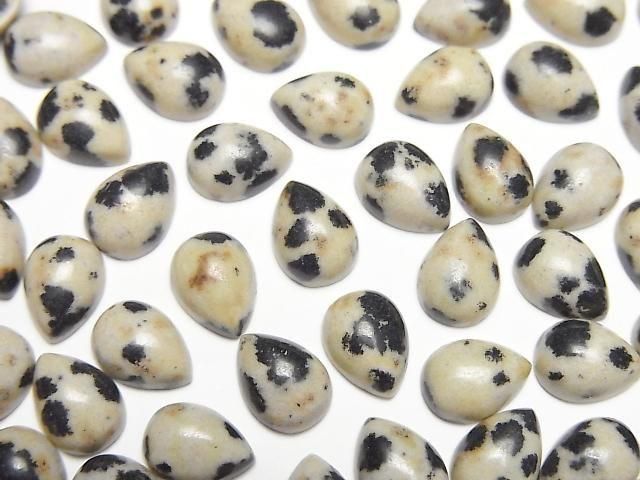 Dalmatiner-Jaspis Tropfenform Cabochon 8x6mm 5 Stück