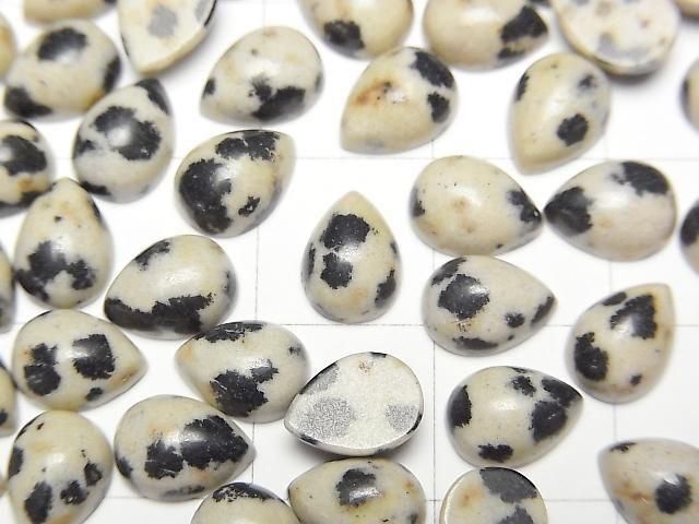 Dalmatiner-Jaspis Tropfenform Cabochon 8x6mm 5 Stück