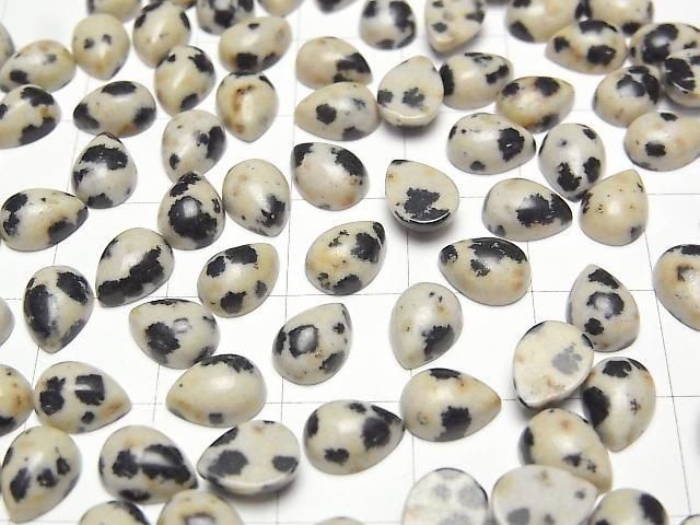 Dalmatiner-Jaspis Tropfenform Cabochon 8x6mm 5 Stück