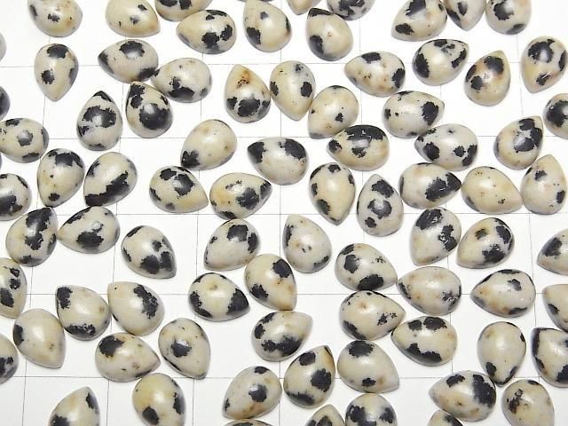Dalmatiner-Jaspis Tropfenform Cabochon 8x6mm 5 Stück