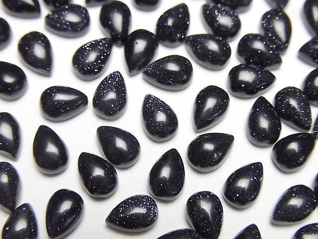 Blauer Goldsandstein Tropfenform Cabochon 6x4mm 5 Stück
