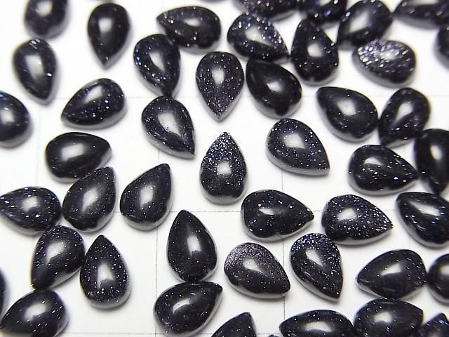 Blauer Goldsandstein Tropfenform Cabochon 6x4mm 5 Stück