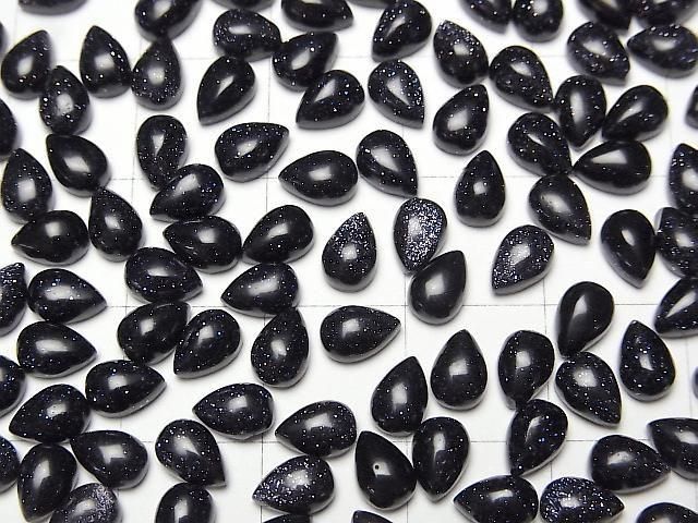 Blauer Goldsandstein Tropfenform Cabochon 6x4mm 5 Stück