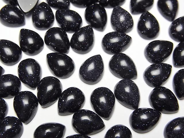 Blauer Goldsandstein Tropfenform Cabochon 8x6mm 5 Stück