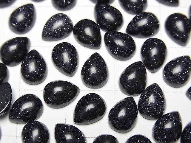 Blauer Goldsandstein Tropfenform Cabochon 8x6mm 5 Stück