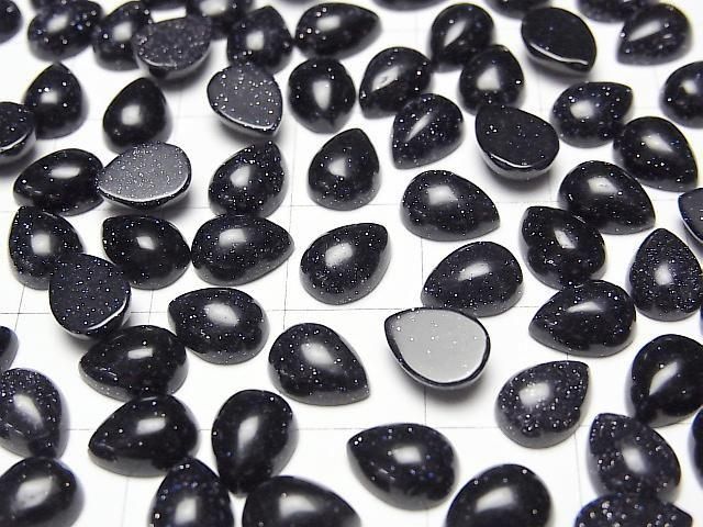 Blauer Goldsandstein Tropfenform Cabochon 8x6mm 5 Stück