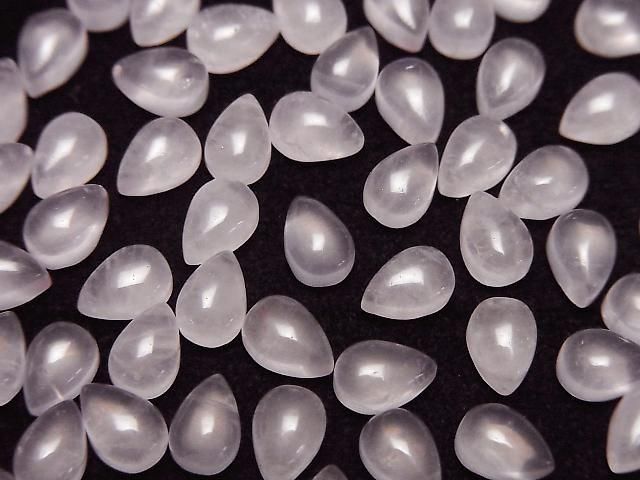 Rosenquarz AA++ Tropfenform Cabochon 6x4mm 5 Stück