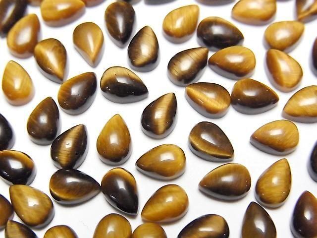 Gelber Tigerauge AA++ Tropfenform Cabochon 6x4mm 5 Stück