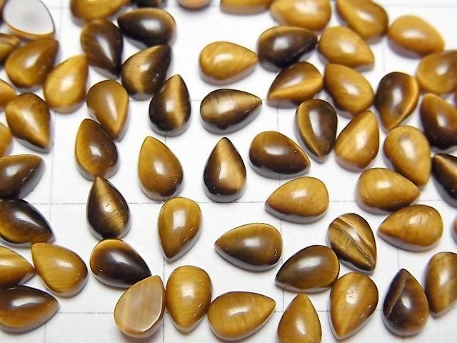 Gelber Tigerauge AA++ Tropfenform Cabochon 6x4mm 5 Stück
