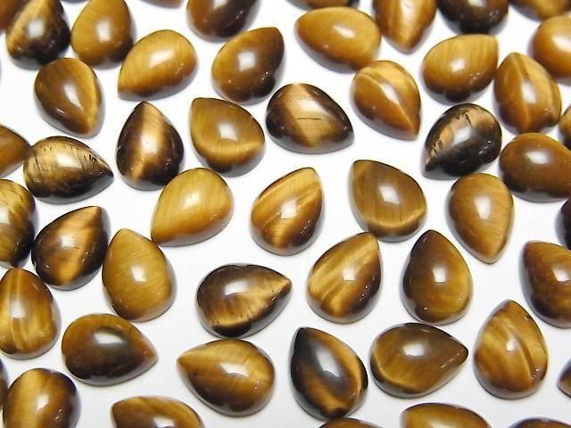 Gelber Tigerauge AA++ Tropfenform Cabochon 8x6mm 5 Stück
