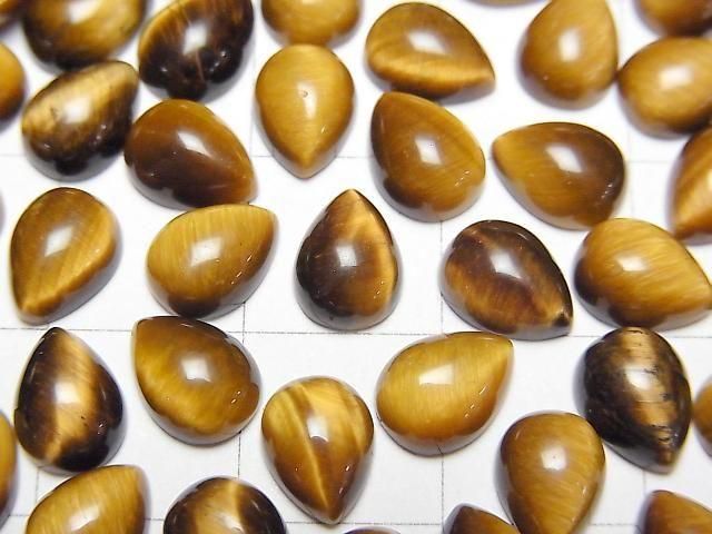 Gelber Tigerauge AA++ Tropfenform Cabochon 8x6mm 5 Stück