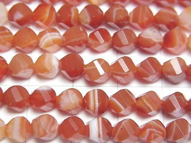 Hochwertig! Karneol, Sardonyx Twist x Mehrere Facetten 6x5x5mm 1strang Perlen (ca. 15inch/37cm)