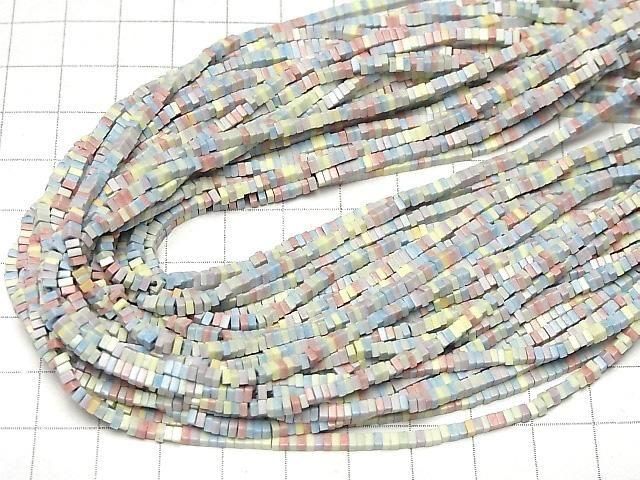 Alashan Achat Pastellfarbe quadratische Rondelle (Scheibe) 2x2x1mm 1 Strang Perlen (ca. 15 Zoll/38 cm)
