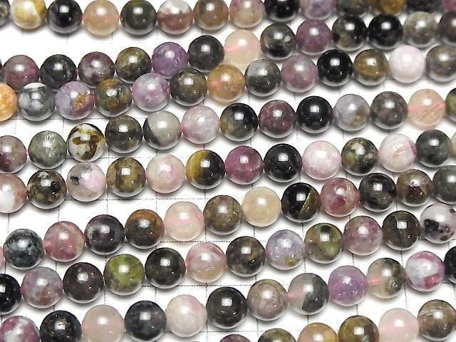 Multicolor Turmalin Runde 8mm 1strang Perlen (ca. 15inch/36cm)
