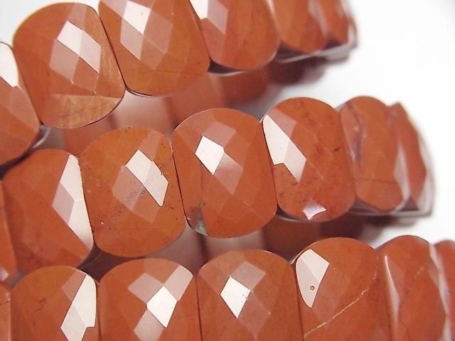 Roter Jaspis 2-Loch facettierte Rechteck 14x10x6mm 1 Strang Perlen (Armband)