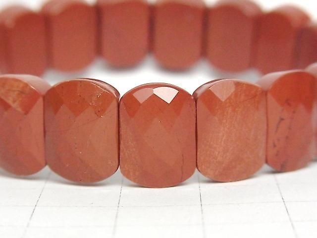 Roter Jaspis 2-Loch facettierte Rechteck 14x10x6mm 1 Strang Perlen (Armband)