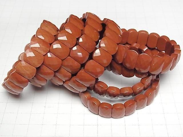 Roter Jaspis 2-Loch facettierte Rechteck 14x10x6mm 1 Strang Perlen (Armband)