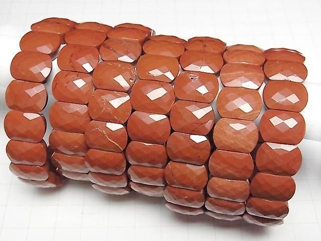 Roter Jaspis 2-Loch facettierte Rechteck 14x10x6mm 1 Strang Perlen (Armband)