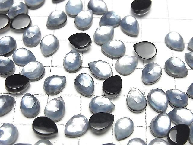 Onyx x Weiße Muschel x Kristall AAA- Birnenform Rose Cut 8x6mm 5 Stück