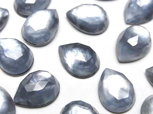 Onyx x White Shell x Crystal AAA- Pear shape Rose Cut 16x12mm 2pcs