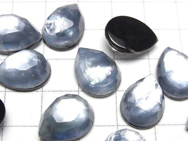 Onyx x White Shell x Crystal AAA- Pear shape Rose Cut 16x12mm 2pcs
