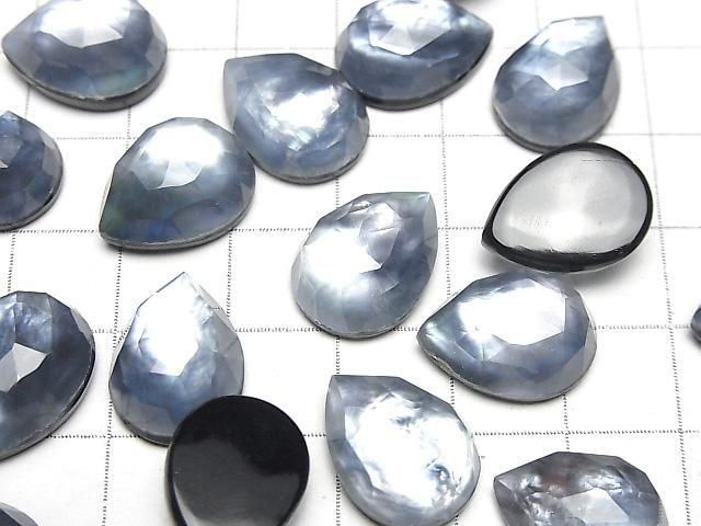 Onyx x White Shell x Crystal AAA- Pear shape Rose Cut 16x12mm 2pcs