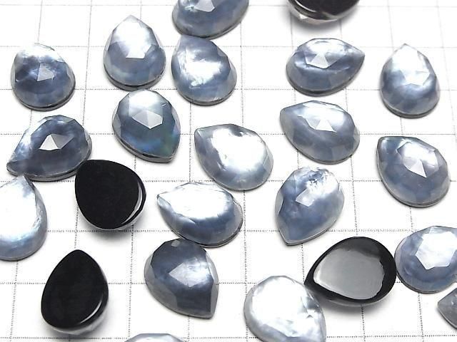 Onyx x White Shell x Crystal AAA- Pear shape Rose Cut 16x12mm 2pcs