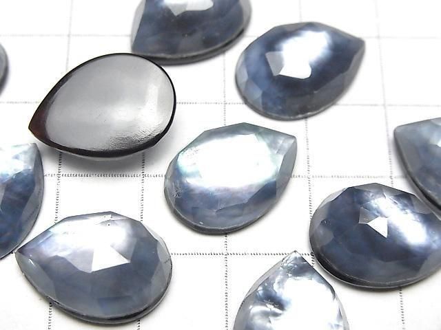 Onyx x Weiße Muschel x Kristall AAA- Birnenform Rose Cut 18x13mm 2 Stück