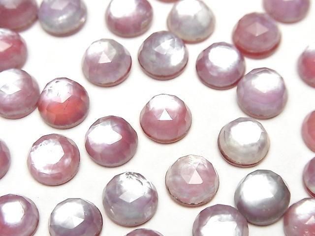 Karnelian x Weiße Muschel x Kristall AAA- Rund Rose Cut 8x8mm 3 Stück