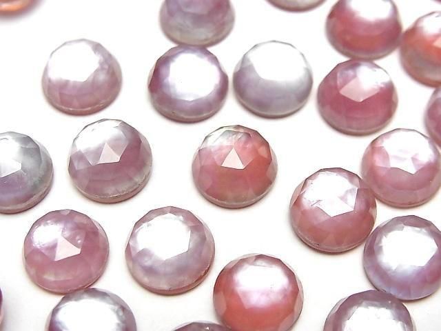Karnelian x Weiße Muschel x Kristall AAA- Rund Rose Cut 10x10mm 2 Stück