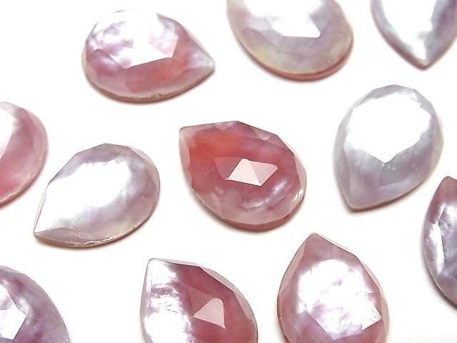 Karnelian x Weiße Muschel x Kristall AAA- Birnenform Rose Cut 18x13mm 2 Stück