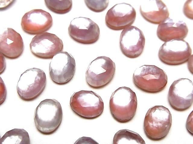 Karnelian x Weiße Muschel x Kristall AAA- Oval Rose Cut 8x6mm 5 Stück