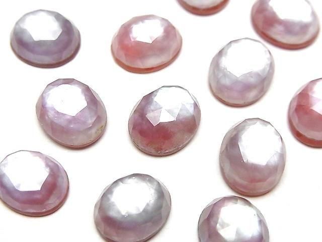 Karnelian x Weiße Muschel x Kristall AAA- Oval Rose Cut 12x10mm 2 Stück