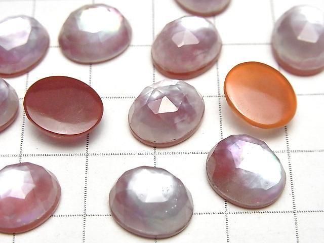 Karnelian x Weiße Muschel x Kristall AAA- Oval Rose Cut 12x10mm 2 Stück
