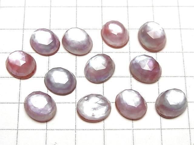 Karnelian x Weiße Muschel x Kristall AAA- Oval Rose Cut 12x10mm 2 Stück