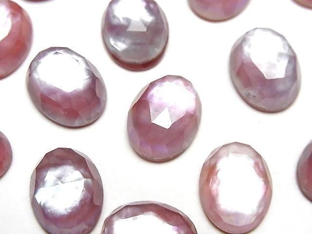 Karnelian x Weiße Muschel x Kristall AAA- Oval Rose Cut 16x12mm 2 Stück