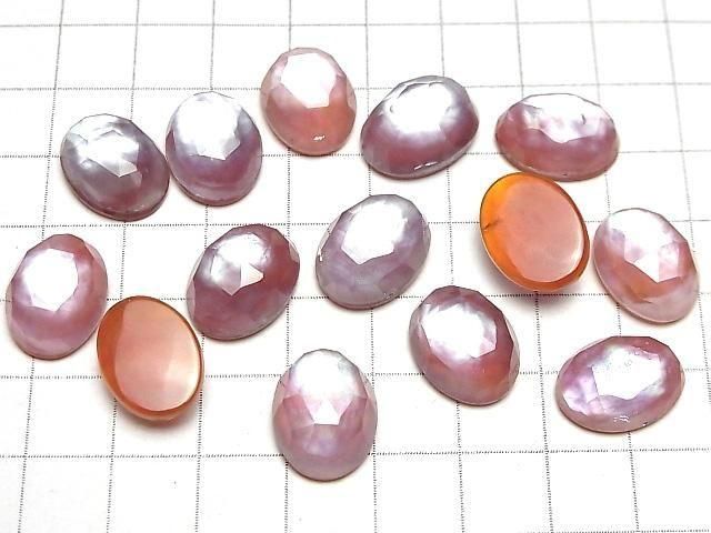 Karnelian x Weiße Muschel x Kristall AAA- Oval Rose Cut 16x12mm 2 Stück